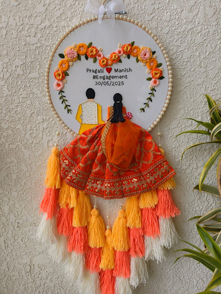 Customizable Couple Embroidered Hoop with Tassels