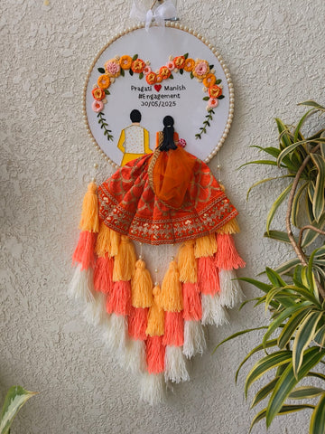 Customizable Couple Embroidered Hoop with Tassels
