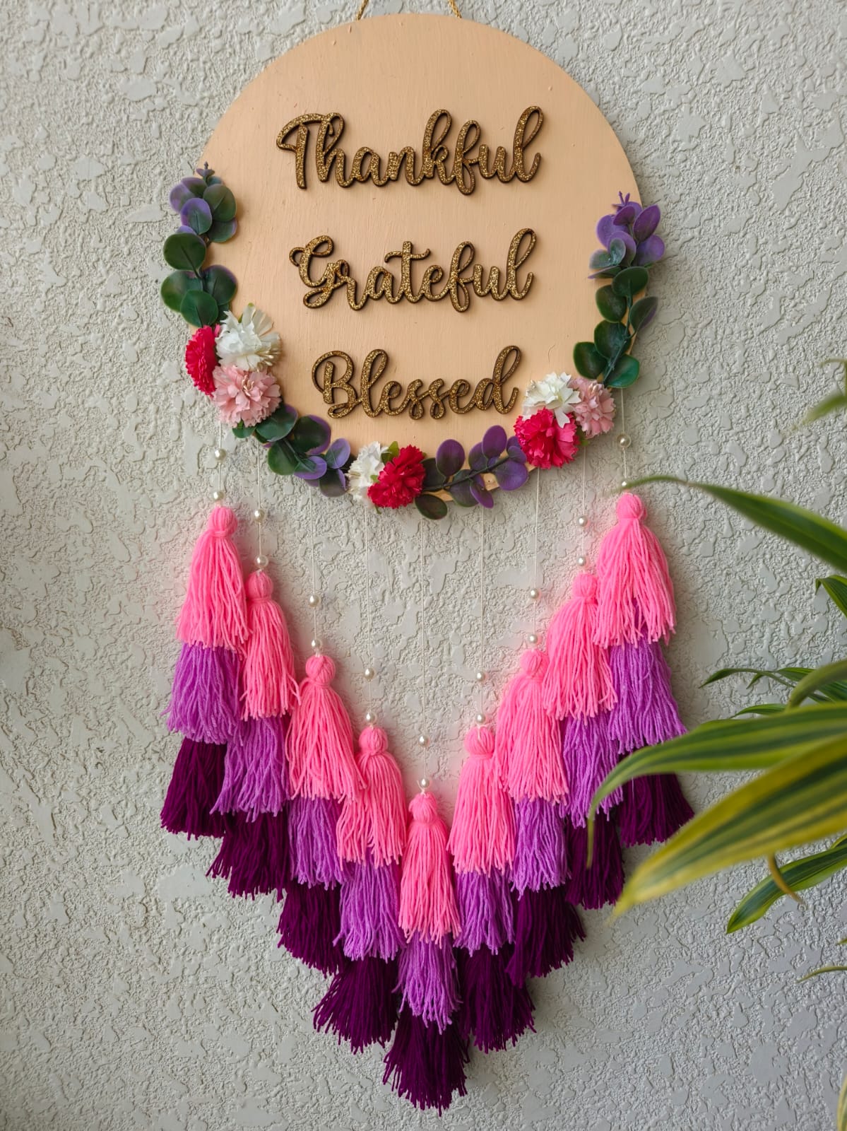 'Thankful Grateful Blessed' Hanging Dreamcatcher