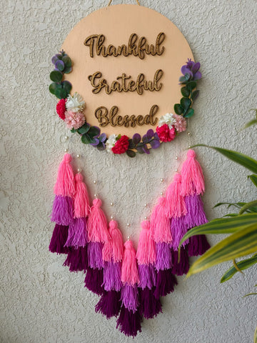 'Thankful Grateful Blessed' Hanging Dreamcatcher