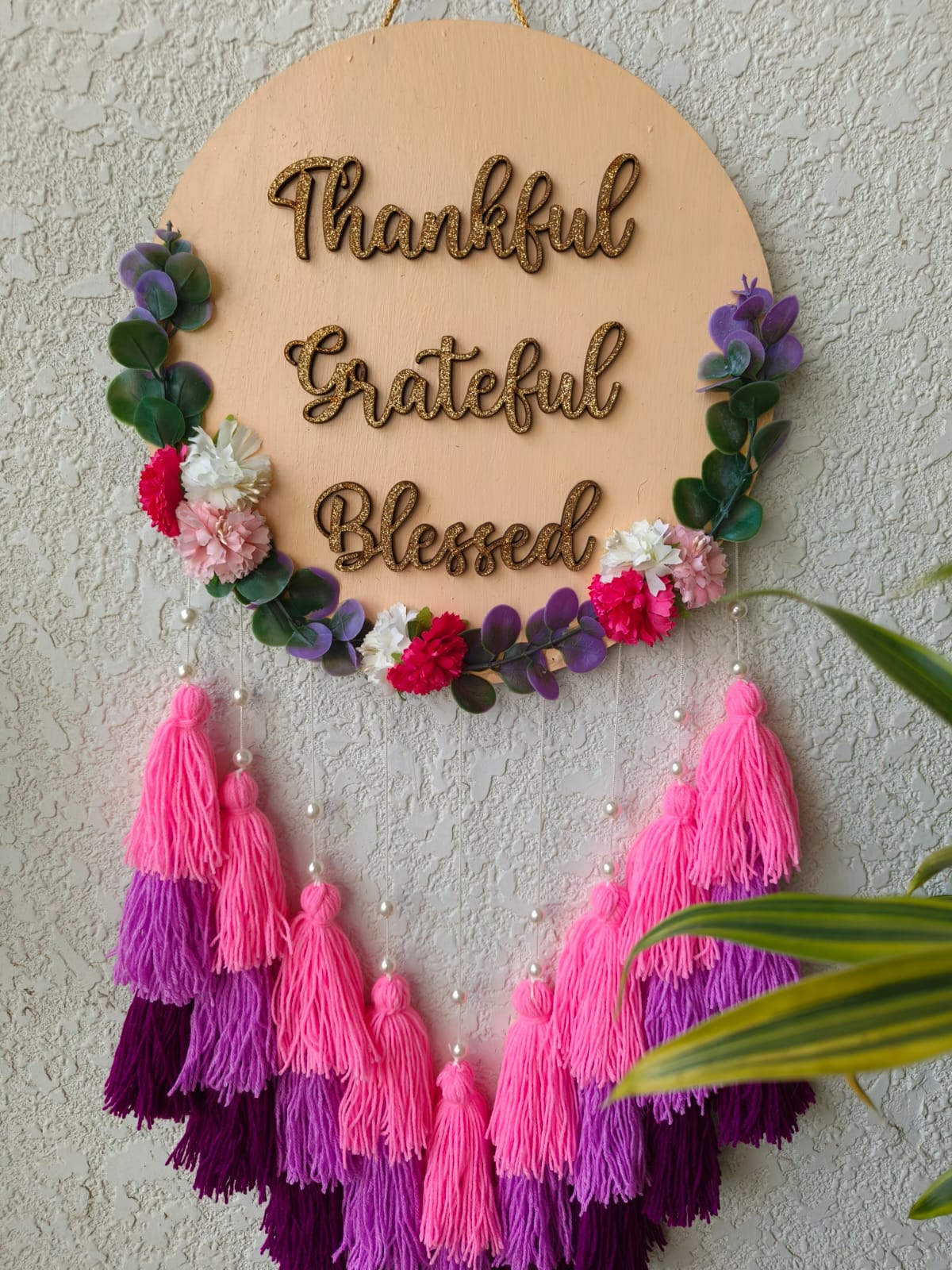 'Thankful Grateful Blessed' Hanging Dreamcatcher