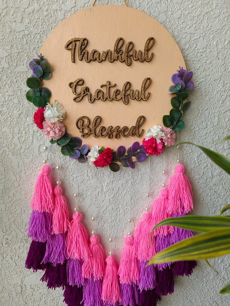 'Thankful Grateful Blessed' Hanging Dreamcatcher