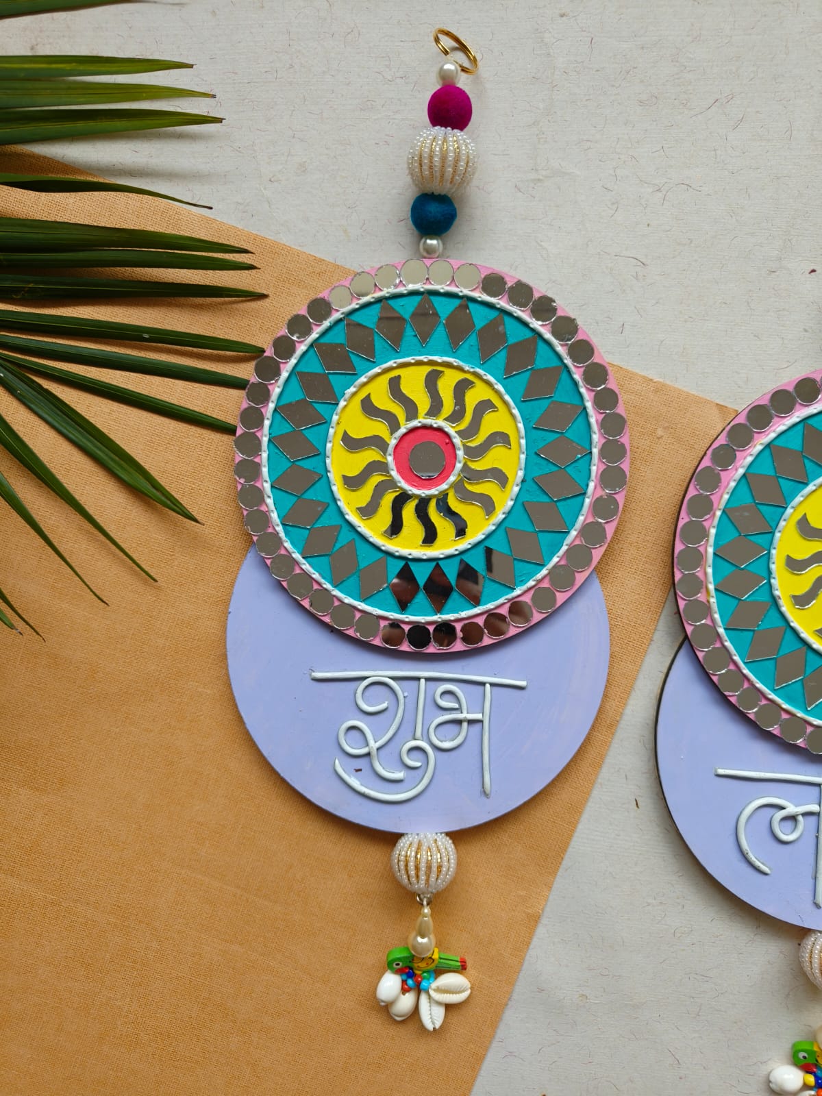 Shubh Labh Wall Hanging with Mirror Work
