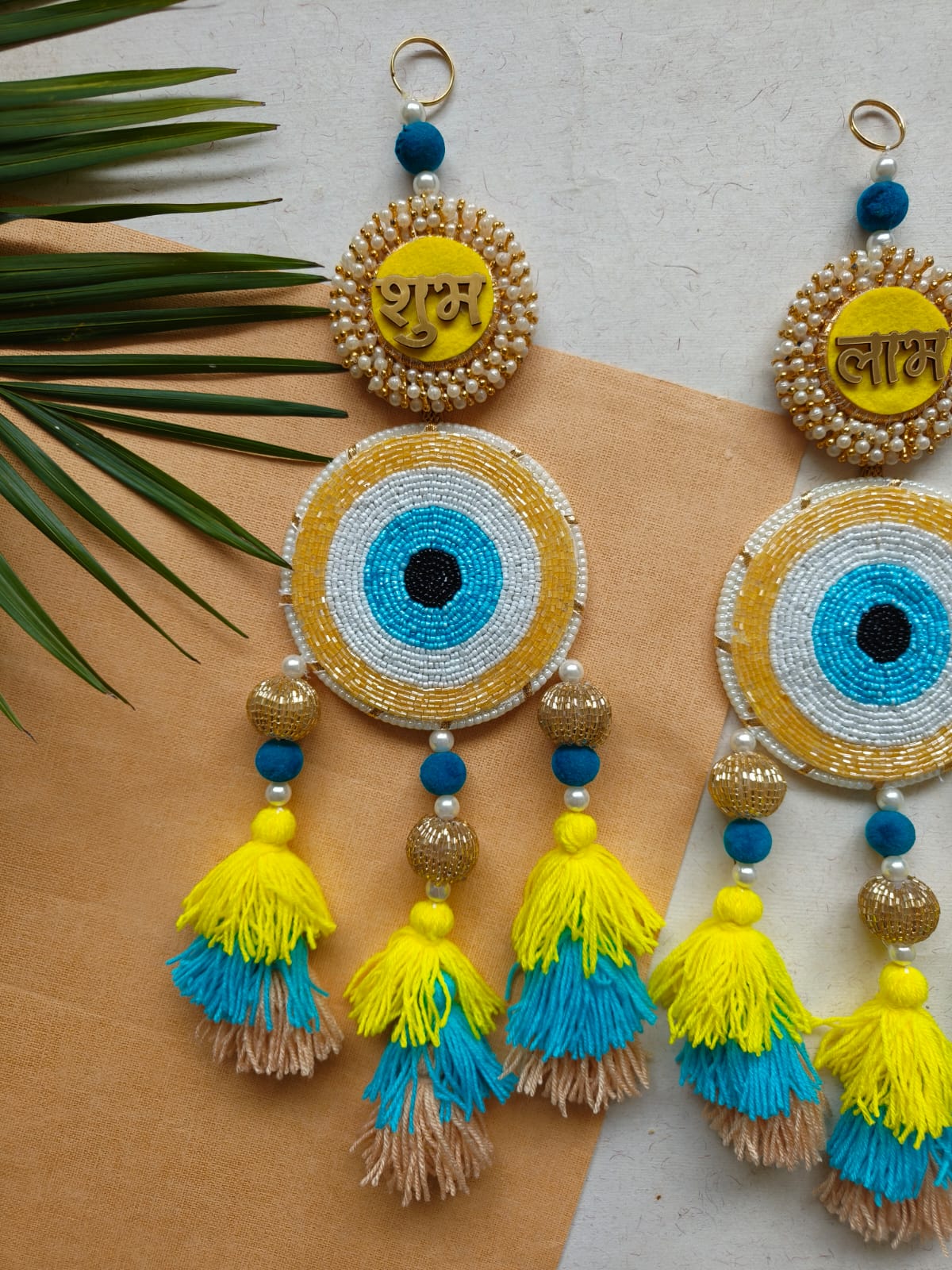 Shubh Labh Evil Eye Wall Hanging with Tassels