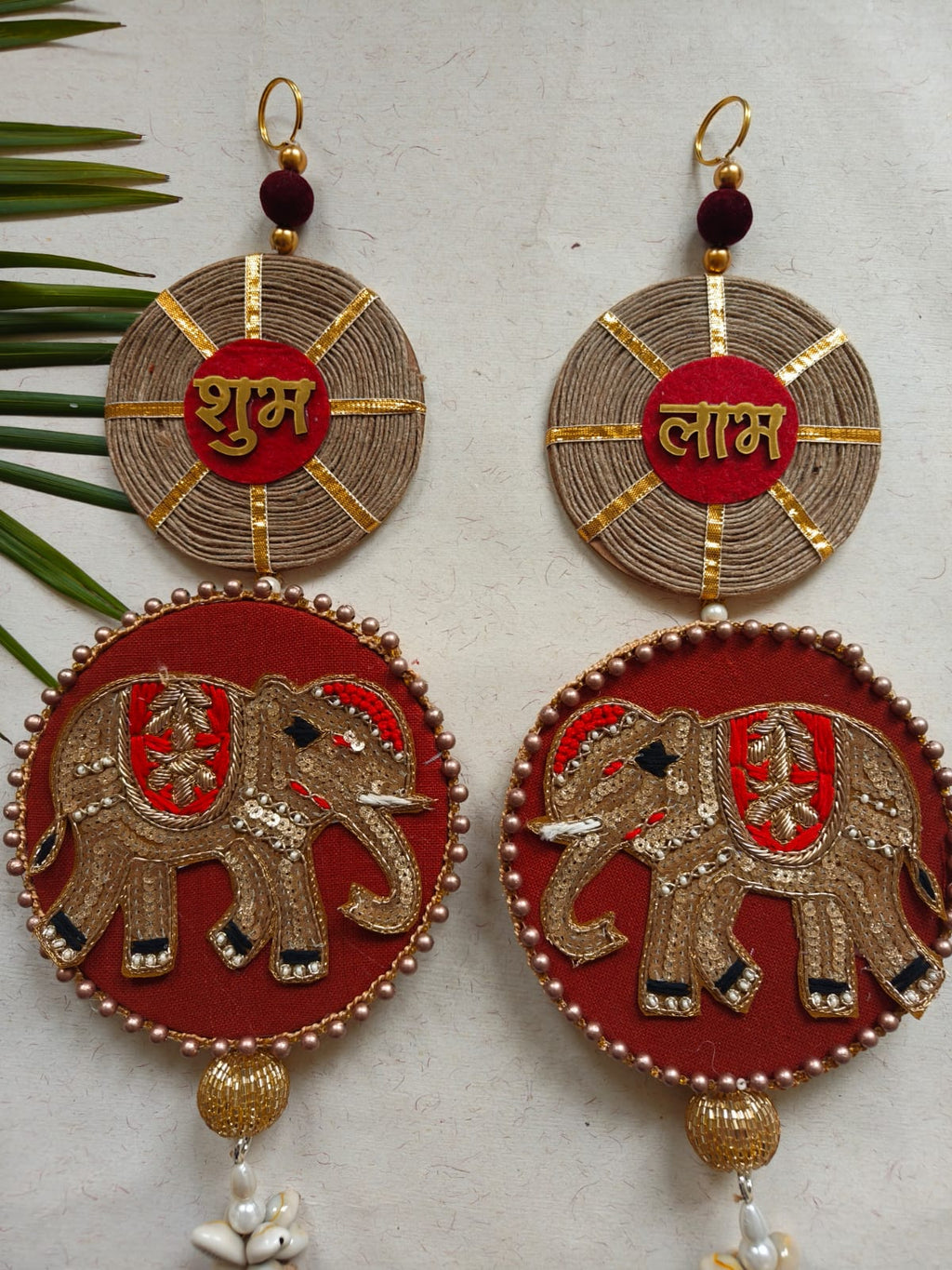 Shubh Labh Elephant Wall Hanging