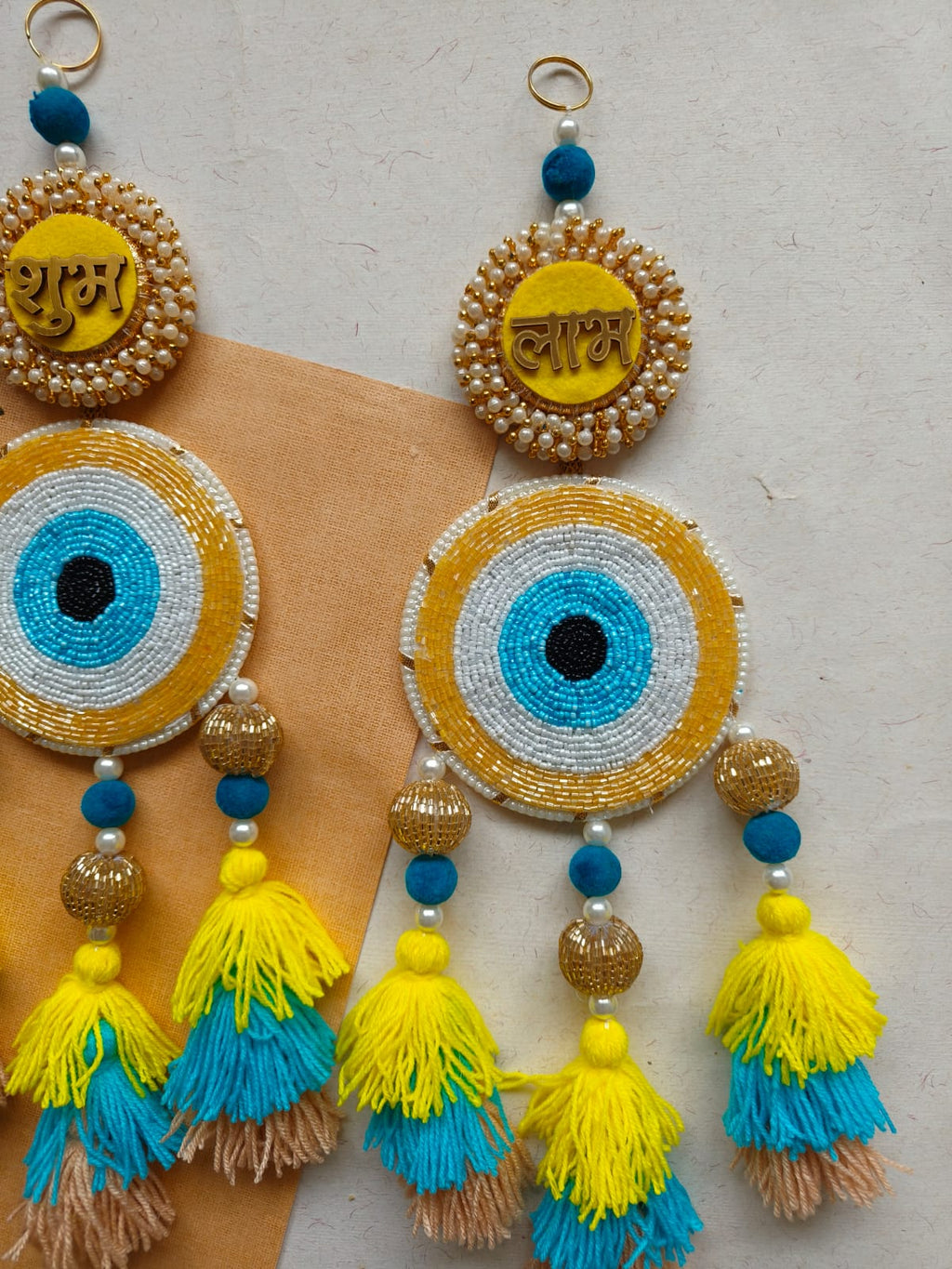 Shubh Labh Evil Eye Wall Hanging with Tassels