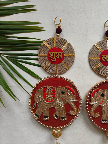 Shubh Labh Elephant Wall Hanging