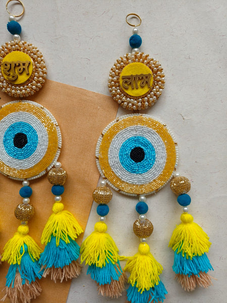 Shubh Labh Evil Eye Wall Hanging with Tassels