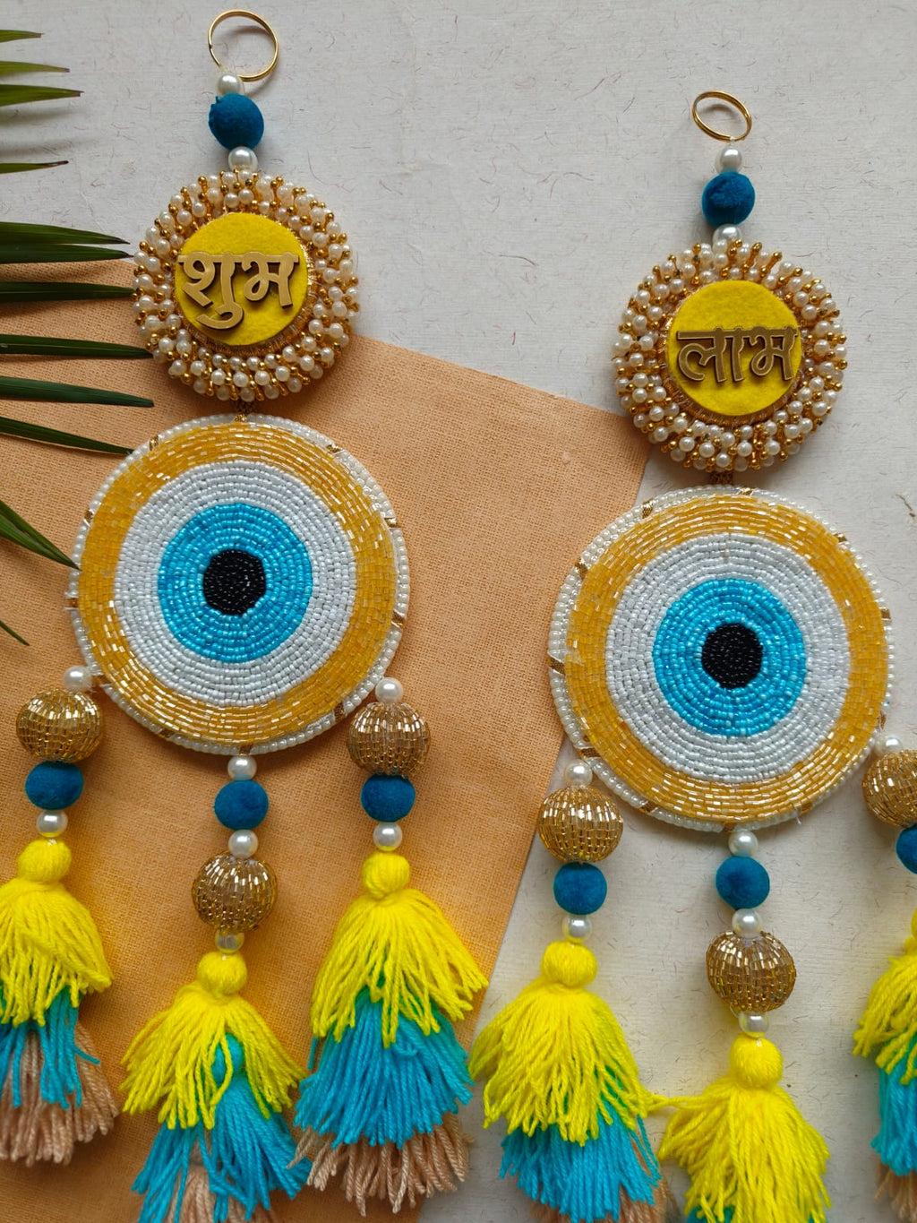Shubh Labh Evil Eye Wall Hanging with Tassels