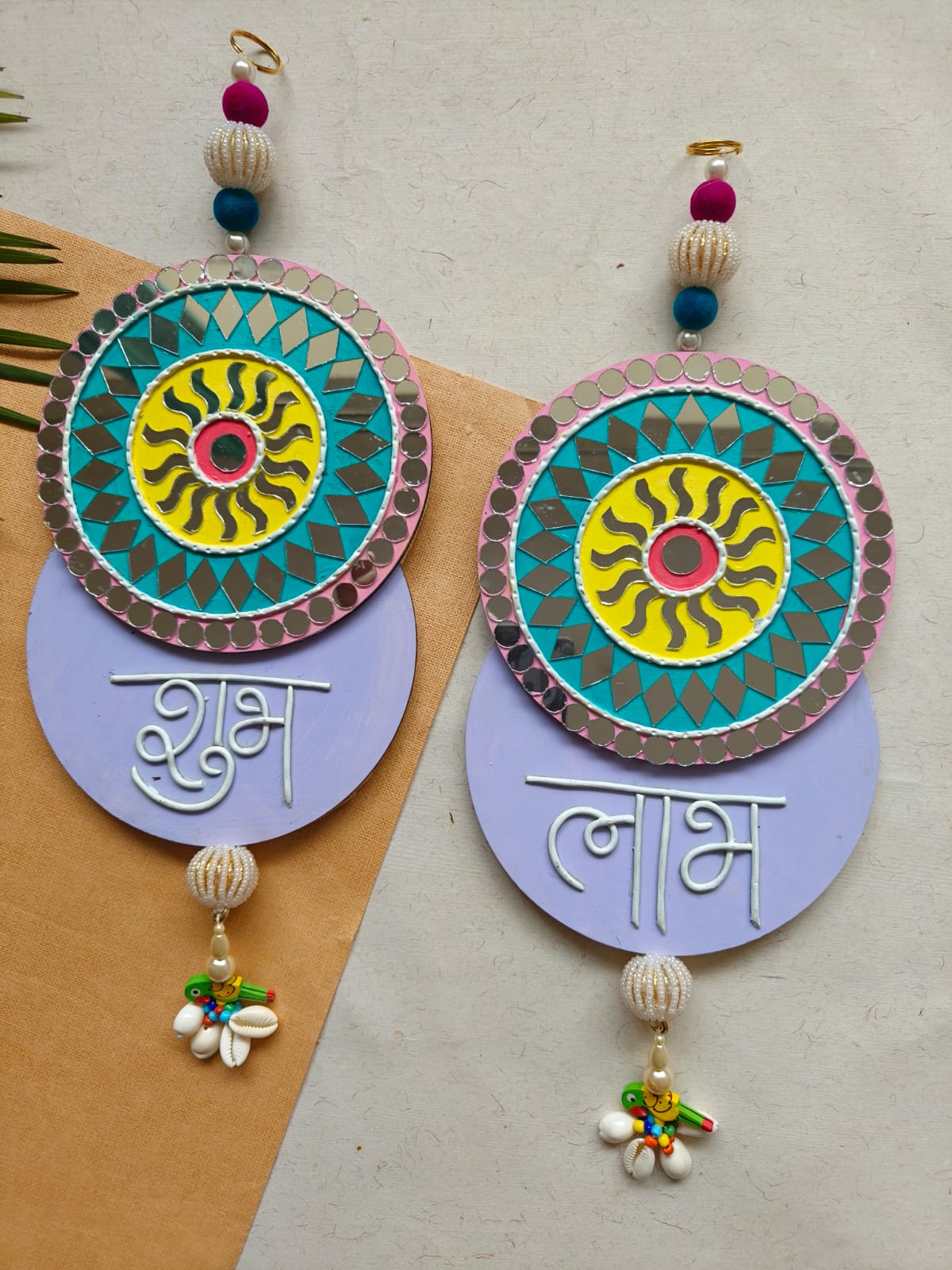 Shubh Labh Wall Hanging with Mirror Work