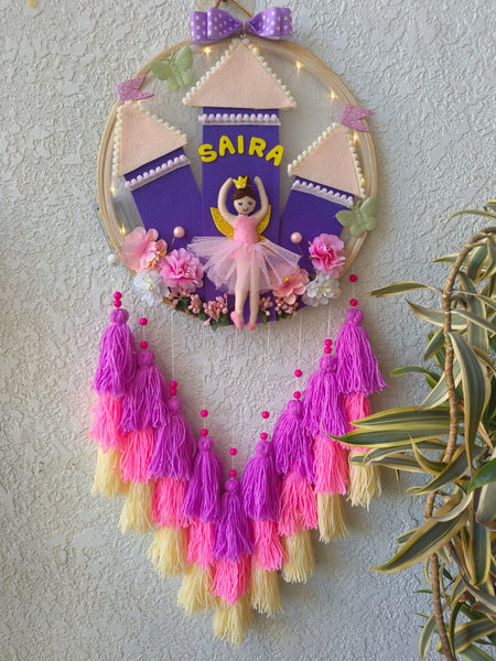 Customizable Name Felt Wall Hanging with Tassles & Lights