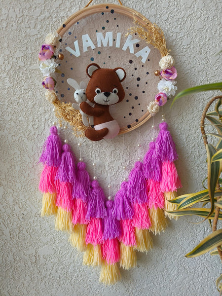 Customized Kids Name Hoop Wall Hanging – Teddy Theme