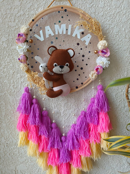 Customized Kids Name Hoop Wall Hanging – Teddy Theme
