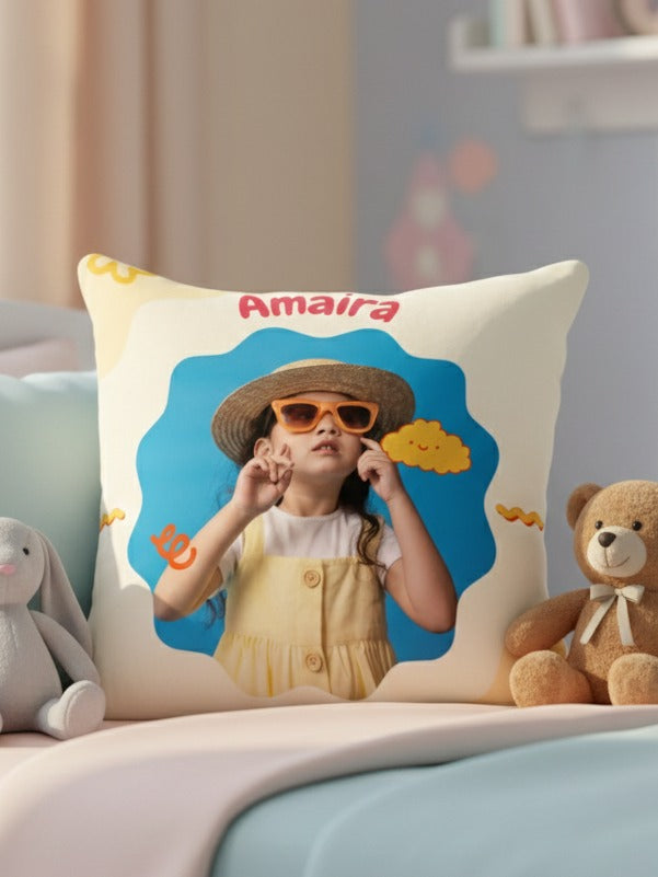 Personalised Kids Photo & Name Cushion