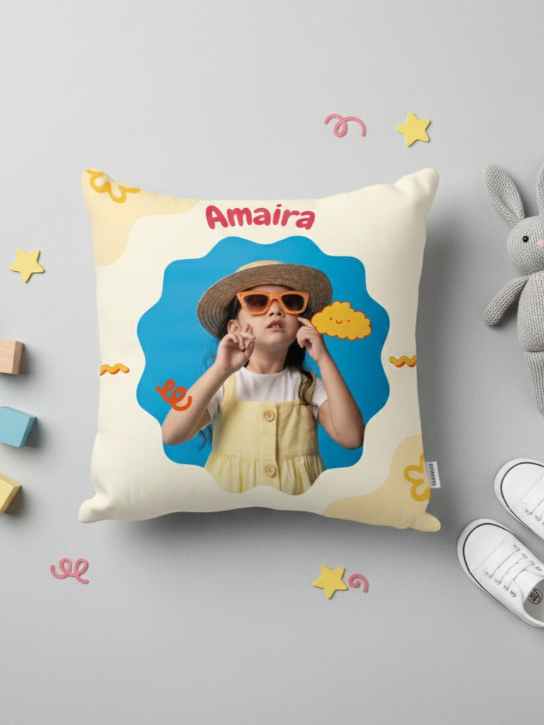 Personalised Kids Photo & Name Cushion