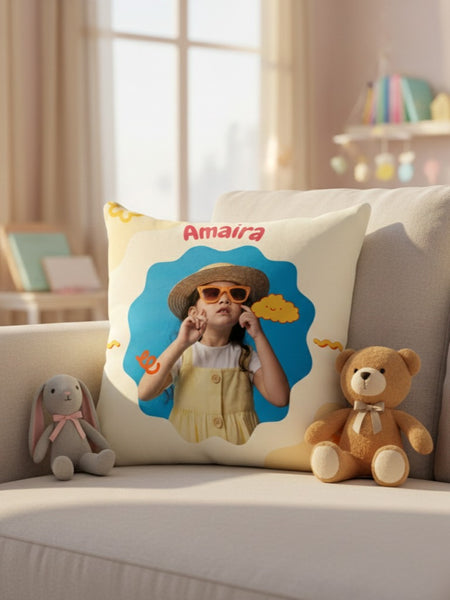 Personalised Kids Photo & Name Cushion