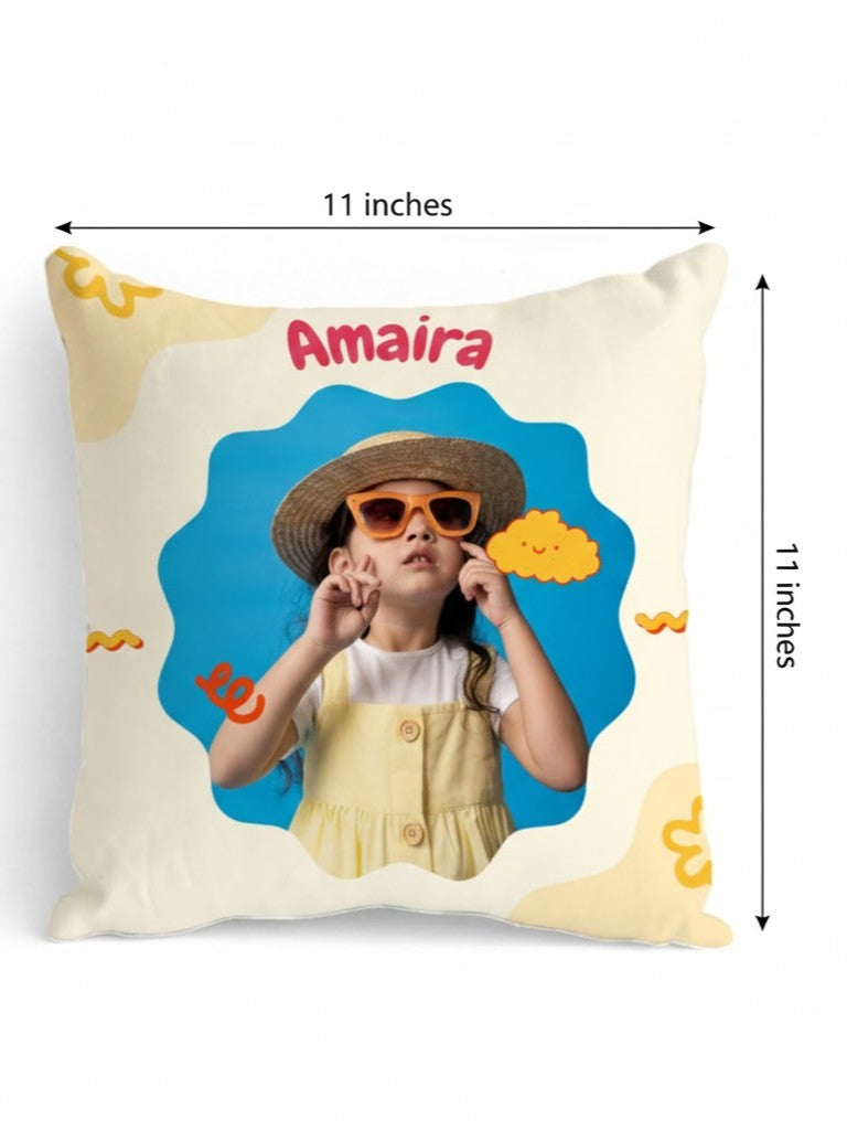 Personalised Kids Photo & Name Cushion