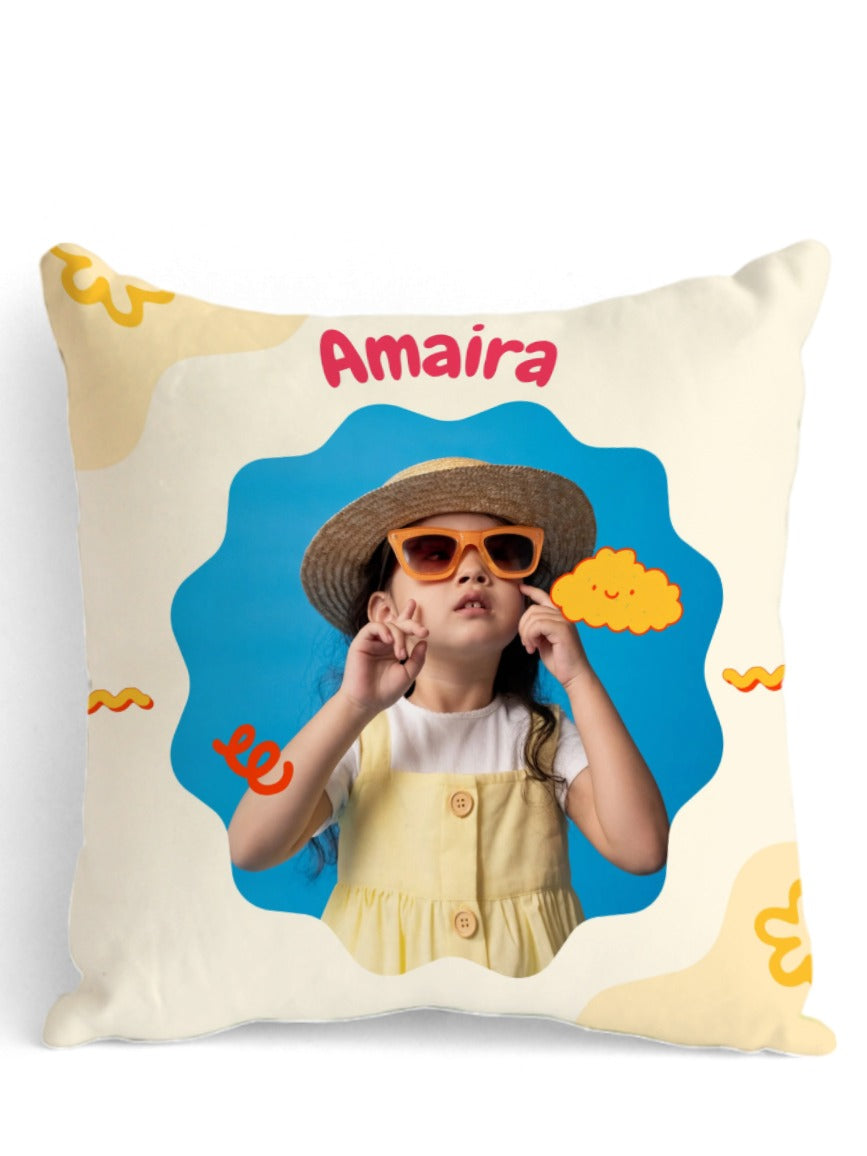 Personalised Kids Photo & Name Cushion