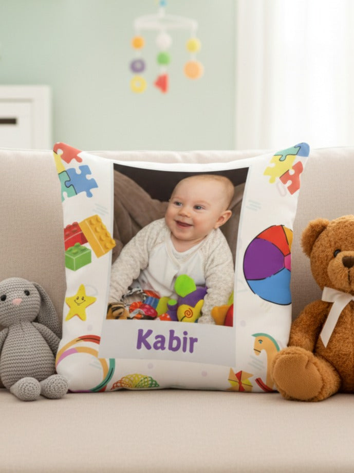 Personalised Kids Photo & Name Cushion
