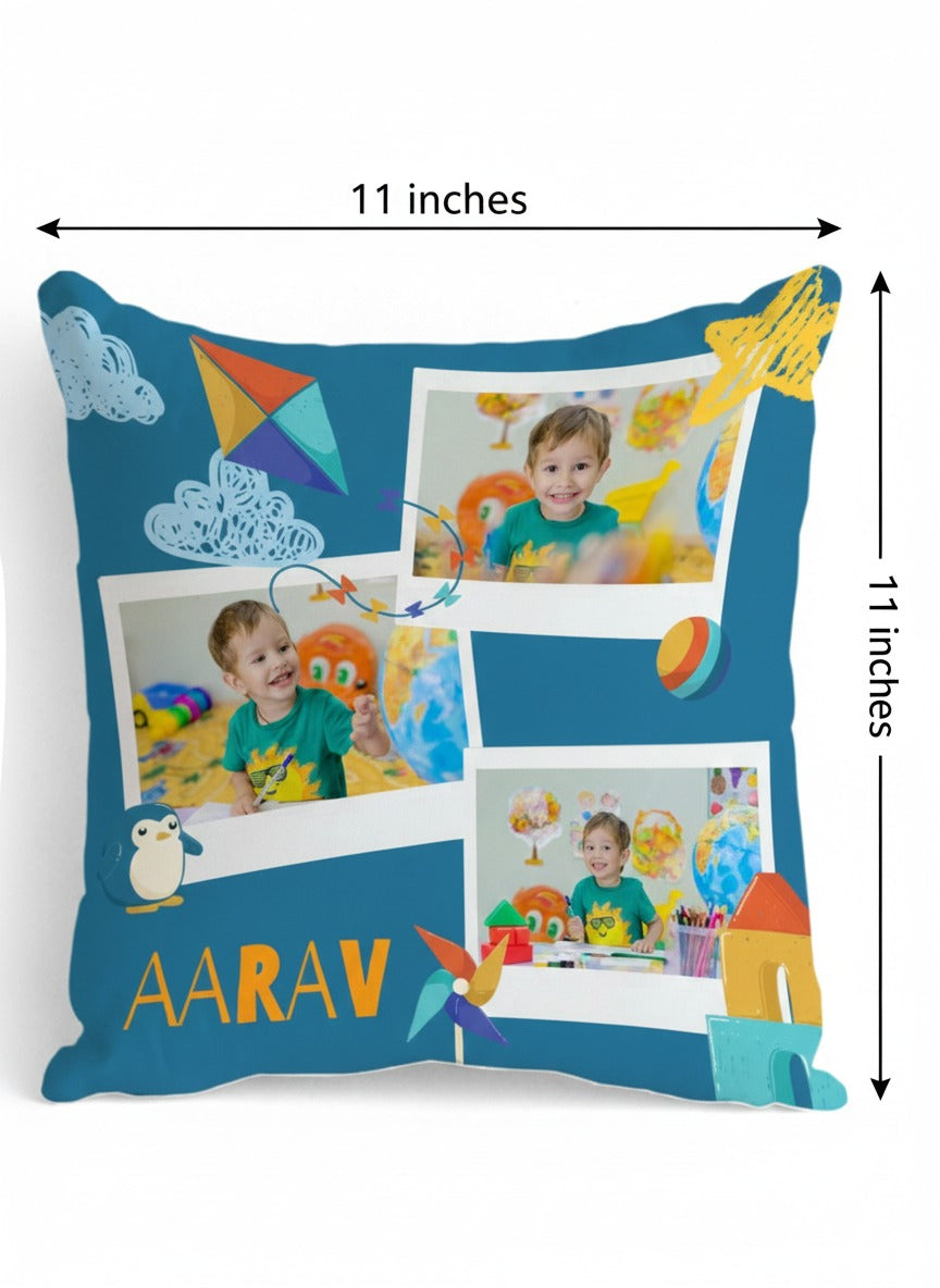Personalised Kids Photo & Name Cushion