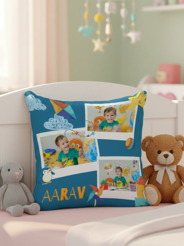 Personalised Kids Photo & Name Cushion