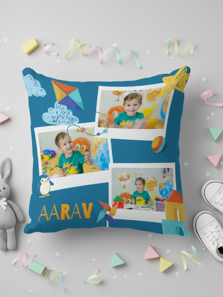 Personalised Kids Photo & Name Cushion