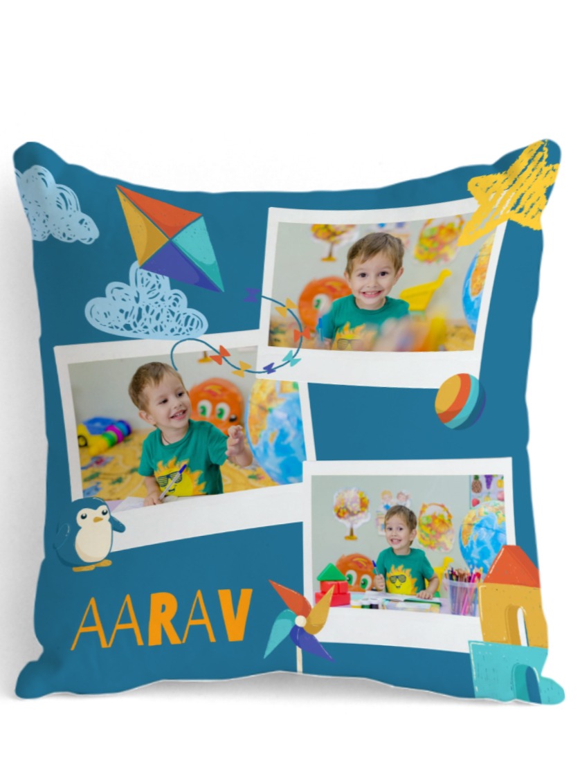 Personalised Kids Photo & Name Cushion