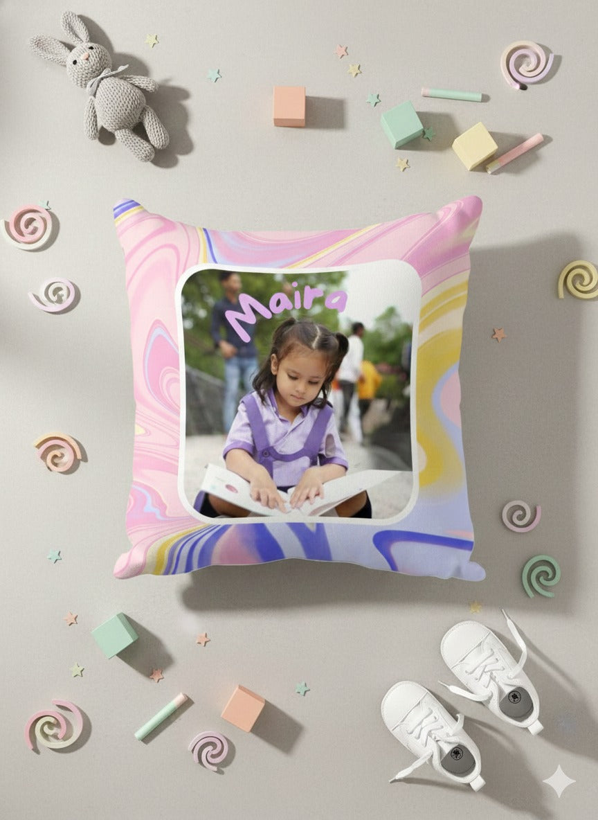 Personalised Kids Photo & Name Cushion