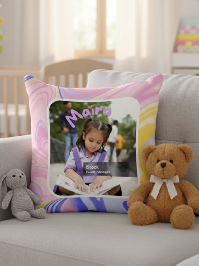 Personalised Kids Photo & Name Cushion