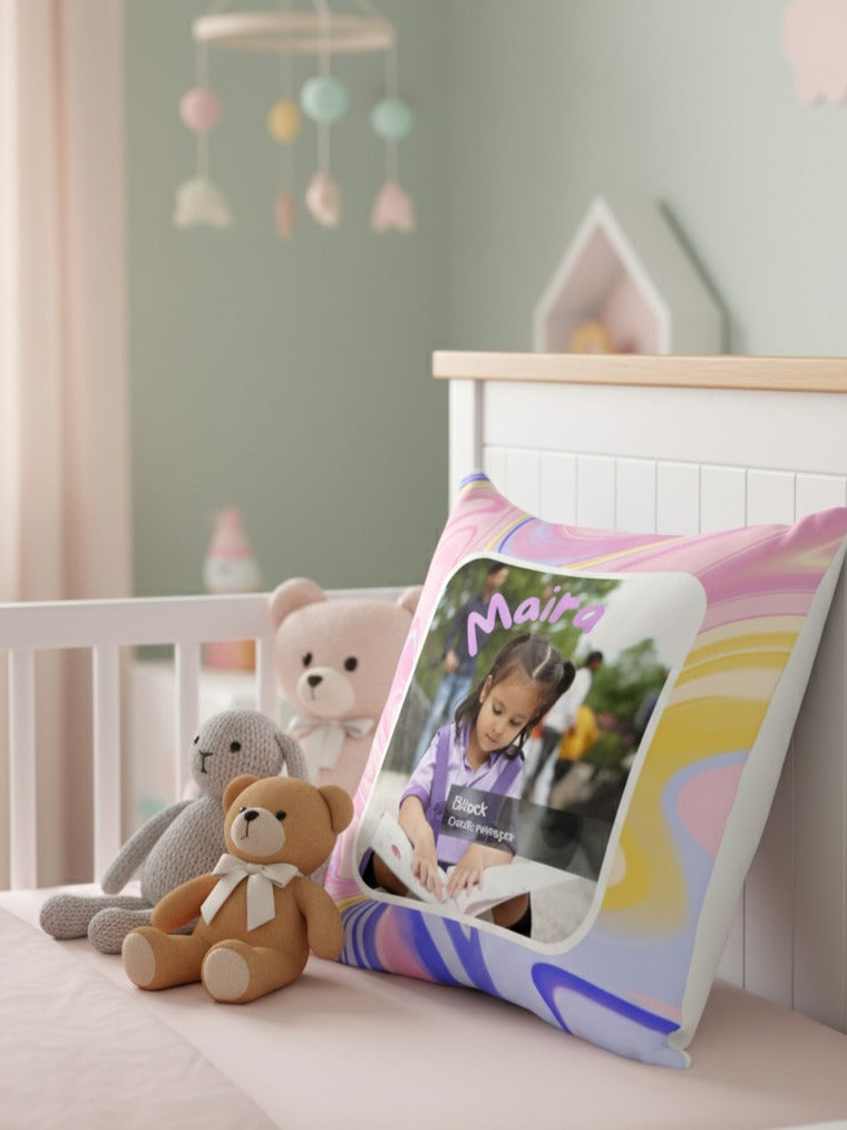 Personalised Kids Photo & Name Cushion