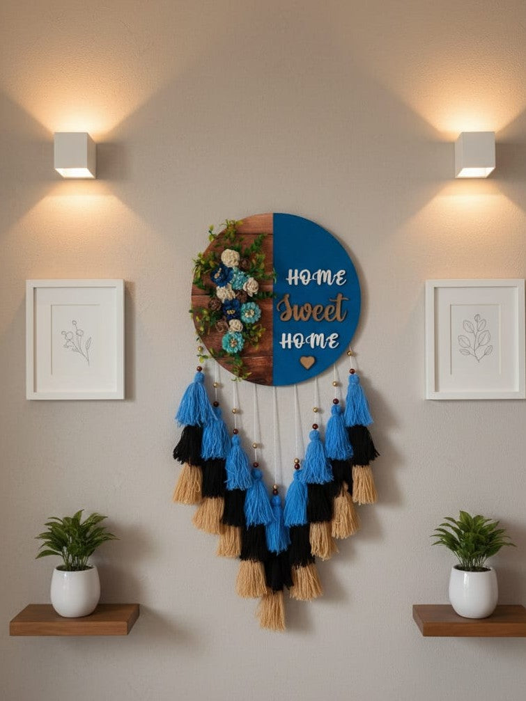 Home Sweet Home Floral Wall Hanging with Tassles