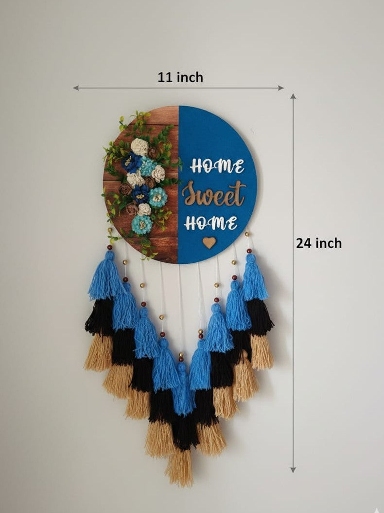 Home Sweet Home Floral Wall Hanging with Tassles