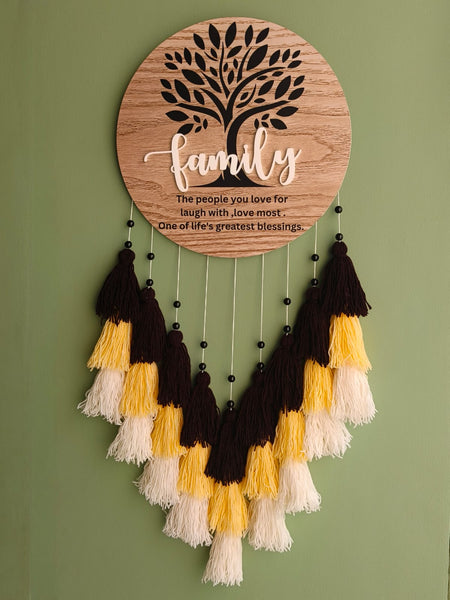 Family Tree Wall Hanging with Tassles