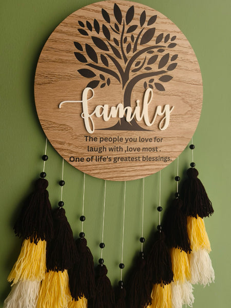 Family Tree Wall Hanging with Tassles