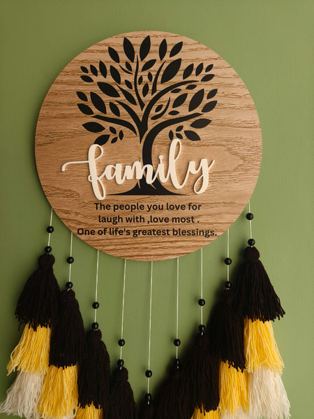 Family Tree Wall Hanging with Tassles