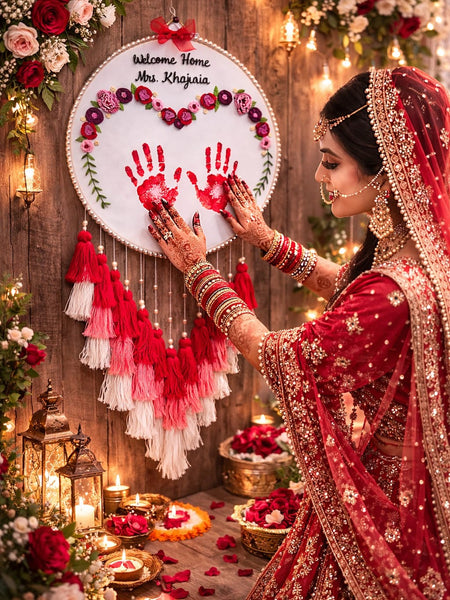 Bridal Welcome Handprint Hoop with Tassels