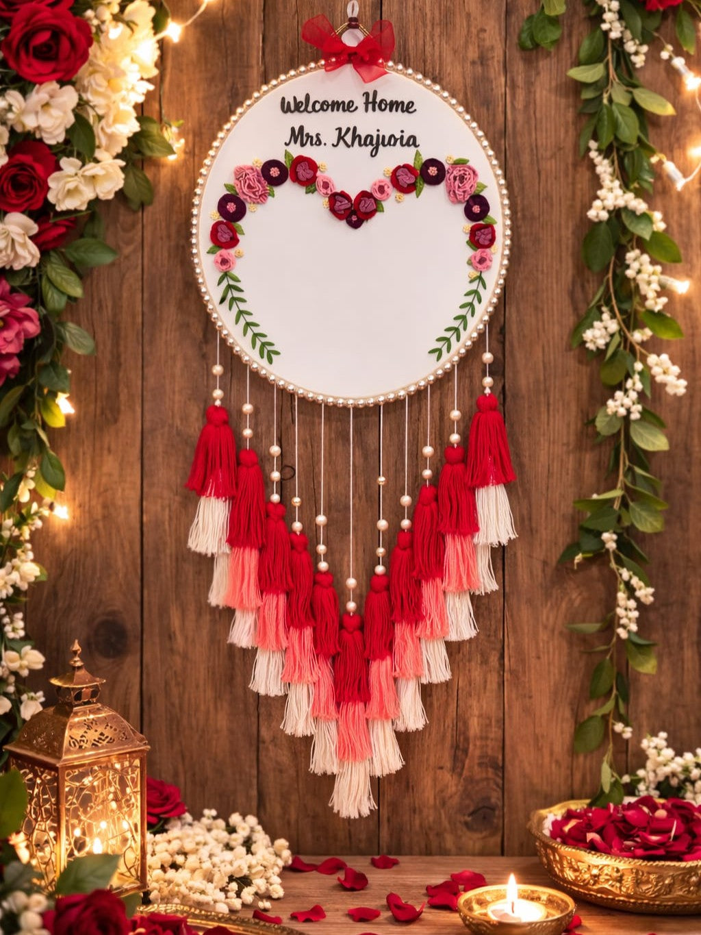 Bridal Welcome Handprint Hoop with Tassels