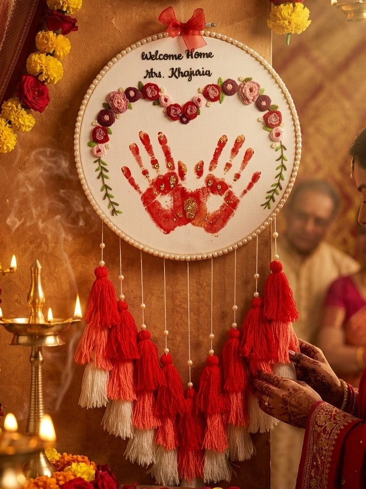 Bridal Welcome Handprint Hoop with Tassels