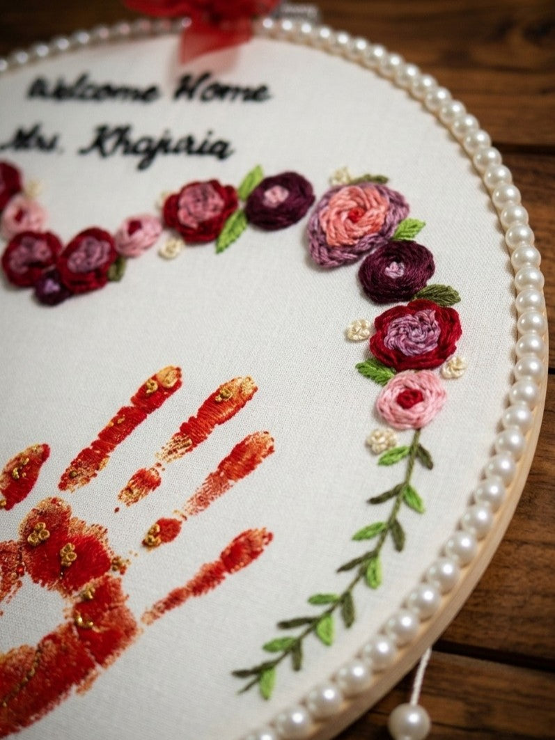 Bridal Welcome Handprint Hoop with Tassels