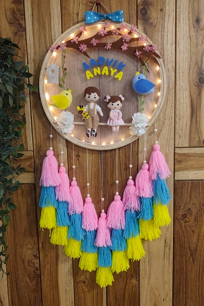 Customizable Name Felt Wall Hanging with Tassles & Lights