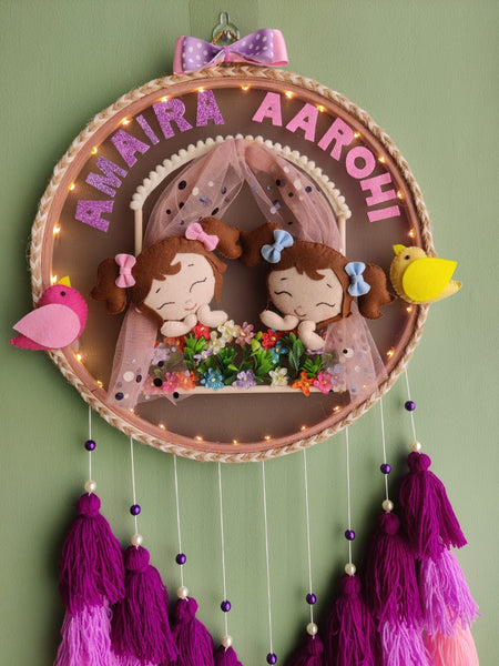 Personalized Kids Name Wall Hanging with Tassles & Lights