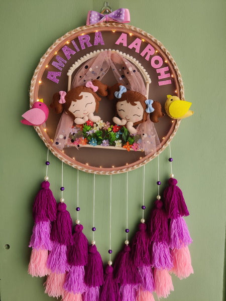 Personalized Kids Name Wall Hanging with Tassles & Lights