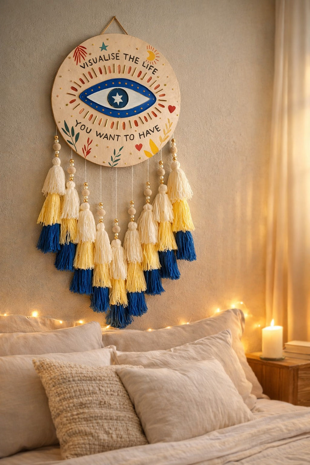 Evil Eye Home Decor Hanging with Beads & Tassels