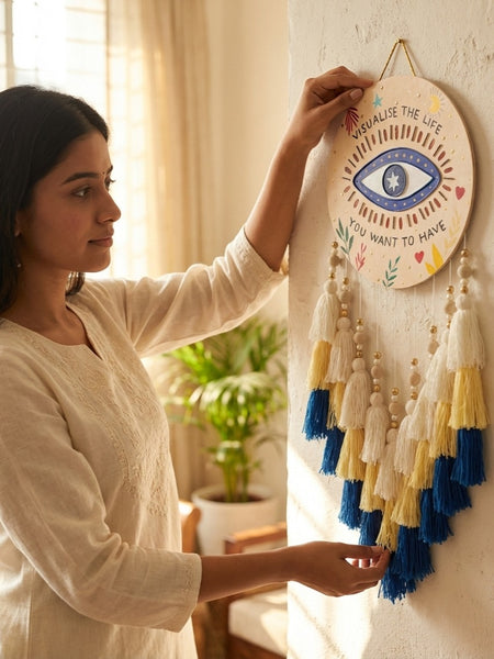 Evil Eye Home Decor Hanging with Beads & Tassels