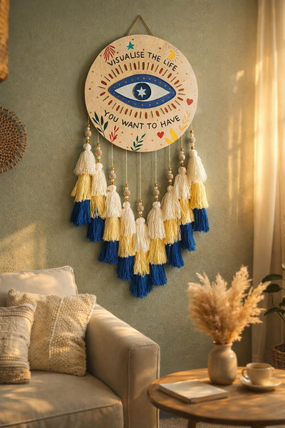 Evil Eye Home Decor Hanging with Beads & Tassels