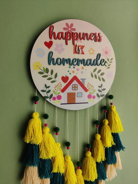 Happiness is Homemade Wall Hanging with Tassles