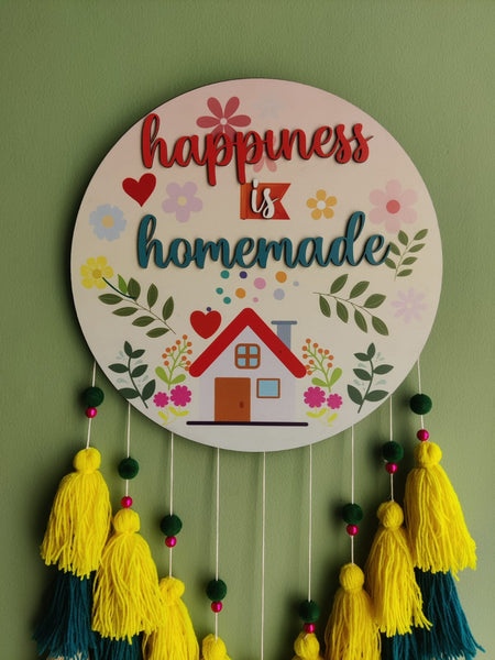 Happiness is Homemade Wall Hanging with Tassles