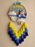 Personalized Kids Name Wall Hanging with Teddy Airplane Theme