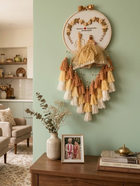 Customizable Couple Embroidered Hoop with Tassels