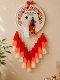 Customizable Couple Embroidered Hoop with Tassels